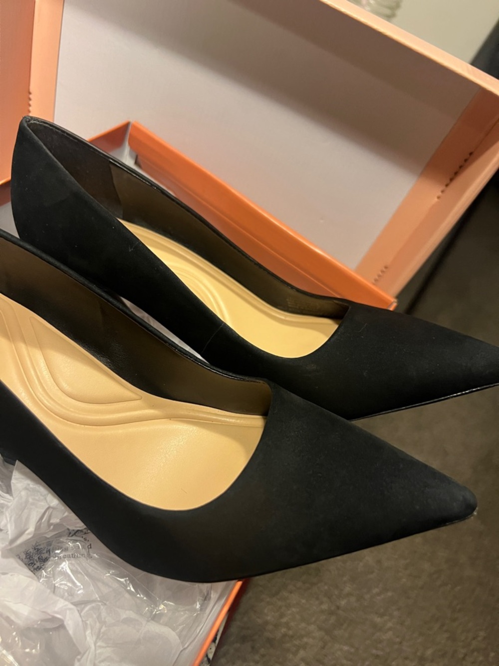 GB girls Black Suede Block Heel Pumps